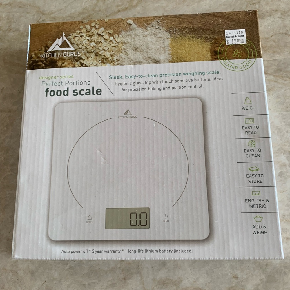 New in box food scale, kitchen gurus